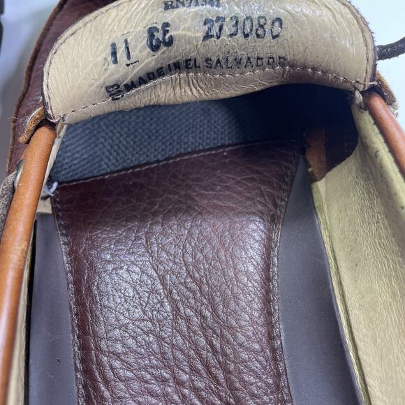 LL Bean Allagash Bison Leather Mens Shoe Sz 11 Brown Hand Sewn Loafers Moc Toe main image 5